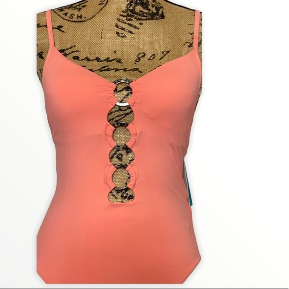 Seafolly Ring Front Maillot One Piece in Peach 6 - Picture 5 of 10